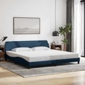 vidaXL, vidaXL Bettgestell mit Kopfteil Blau 200x200 cm Stoff