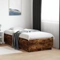 vidaXL, vidaXL Bettgestell mit LED Räuchereiche 90x190 cm Holzwerkstoff