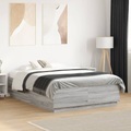 vidaXL, vidaXL Bettgestell Grau Sonoma 135x190 cm Holzwerkstoff