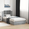 vidaXL, vidaXL Bettgestell mit Kopfteil Betongrau 90x190 cm Holzwerkstoff