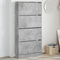 vidaXL, vidaXL Schuhschrank mit 4 Klappen Betongrau 80x21x163,5 cm