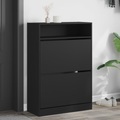 vidaXL, vidaXL Schuhschrank mit 2 Klappen Schwarz 80x34x116 cm