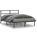vidaXL, vidaXL Bettgestell mit Kopfteil Metall Schwarz 140x190 cm