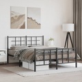 vidaXL, vidaXL Bettgestell mit Kopf- und Fußteil Metall Schwarz 135x190 cm