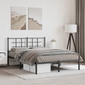 vidaXL, vidaXL Bettgestell mit Kopfteil Metall Schwarz 135x190 cm