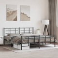 vidaXL, vidaXL Bettgestell mit Kopf- und Fußteil Metall Schwarz 183x213 cm