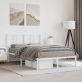 vidaXL, vidaXL Bettgestell mit Kopfteil Metall Weiß 120x190 cm