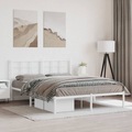vidaXL, vidaXL Bettgestell mit Kopfteil Metall Weiß 150x200 cm