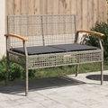 vidaXL, vidaXL Gartenbank mit Kissen Grau Poly Rattan Akazienholz