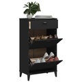vidaXL, vidaXL Schuhschrank VIKEN Schwarz Massivholz Kiefer