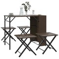 vidaXL, vidaXL 5-tlg. Garten-Essgruppe Klappbar Braun Poly Rattan