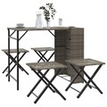 vidaXL, vidaXL 5-tlg. Garten-Essgruppe Klappbar Grau Poly Rattan