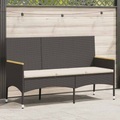 vidaXL, vidaXL Gartenbank 3-Sitzer mit Kissen Schwarz Poly Rattan