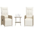 vidaXL, vidaXL Gartensessel 2 Stk. Verstellbar mit Tisch Beige Poly Rattan