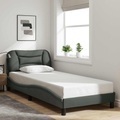 vidaXL, vidaXL Bettgestell mit Kopfteil Dunkelgrau 90x200 cm Stoff