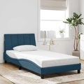 vidaXL, vidaXL Bettgestell mit Kopfteil Blau 100x200 cm Samt