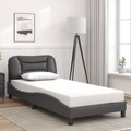 vidaXL, vidaXL Bettgestell mit Kopfteil Grau 90x190 cm Kunstleder
