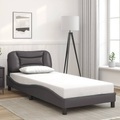 vidaXL, vidaXL Bettgestell mit Kopfteil Grau 90x200 cm Kunstleder