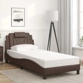 vidaXL, vidaXL Bettgestell mit Kopfteil Braun 90x190 cm Kunstleder