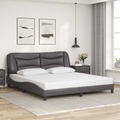 vidaXL, vidaXL Bettgestell mit Kopfteil Grau 180x200 cm Kunstleder