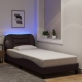 vidaXL, vidaXL Bettgestell mit LED Dunkelbraun 80x200 cm Stoff