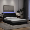 vidaXL, vidaXL Bettgestell mit LED Schwarz 120x200 cm Stoff