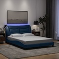 vidaXL, vidaXL Bettgestell mit LED Blau 120x200 cm Stoff
