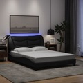 vidaXL, vidaXL Bettgestell mit LED Schwarz 140x190 cm Stoff