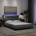 vidaXL, vidaXL Bettgestell mit LED Hellgrau 140x200 cm Stoff