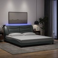 vidaXL, vidaXL Bettgestell mit LED Hellgrau 180x200 cm Stoff