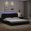 vidaXL, vidaXL Bettgestell mit LED Schwarz 180x200 cm Kunstleder