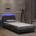vidaXL, vidaXL Bettgestell mit LED Grau 80x200 cm Kunstleder