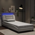 vidaXL, vidaXL Bettgestell mit LED Weiß 90x190 cm Kunstleder