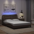 vidaXL, vidaXL Bettgestell mit LED Braun 120x200 cm Kunstleder
