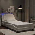 vidaXL, vidaXL Bettgestell mit LED Weiß 100x200 cm Kunstleder
