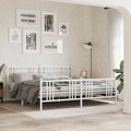 vidaXL, vidaXL Bettgestell mit Kopf- und Fußteil Metall Weiß 193x203 cm