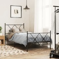 vidaXL, vidaXL Bettgestell mit Kopf- und Fußteil Metall Schwarz 90x190 cm