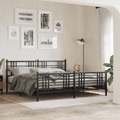 vidaXL, vidaXL Bettgestell mit Kopf- und Fußteil Metall Schwarz 193x203 cm