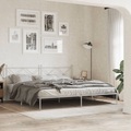 vidaXL, vidaXL Bettgestell mit Kopfteil Metall Weiß 200x200 cm