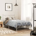 vidaXL, vidaXL Bettgestell mit Kopf- und Fußteil Metall Weiß 90x190 cm