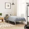vidaXL, vidaXL Bettgestell mit Kopfteil Metall Weiß 75x190 cm