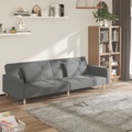vidaXL, vidaXL Schlafsofa 2-Sitzer mit 2 Kissen Hellgrau Stoff