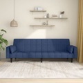 vidaXL, vidaXL Schlafsofa 2-Sitzer mit 2 Kissen Blau Stoff