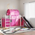vidaXL, vidaXL Etagenbett mit Rutsche und Gardinen Rosa 90x200 cm