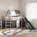 vidaXL, vidaXL Etagenbett mit Rutsche und Gardinen Weiß und Schwarz 80x200 cm