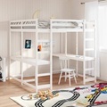 vidaXL, vidaXL Hochbett mit Schreibtisch & Leiter Weiß 140x200 cm Kiefernholz
