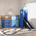vidaXL, vidaXL Etagenbett mit Rutsche und Gardinen Blau 80x200 cm
