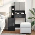 vidaXL, vidaXL Schminktisch mit Schrank Schwarz 80x35x132 cm