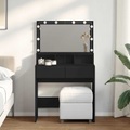 vidaXL, vidaXL Schminktisch mit LED-Beleuchtung Schwarz 80x41x134,5 cm
