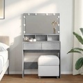 vidaXL, vidaXL Schminktisch mit LED-Beleuchtung Betongrau 80x41x134,5 cm